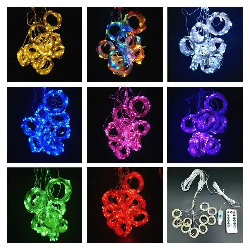 3/6M USB LED Curtain 8Modes Remote Control Lights Holiday Wedding Garland for Bedroom Living Room Decor Ramadan Decorations