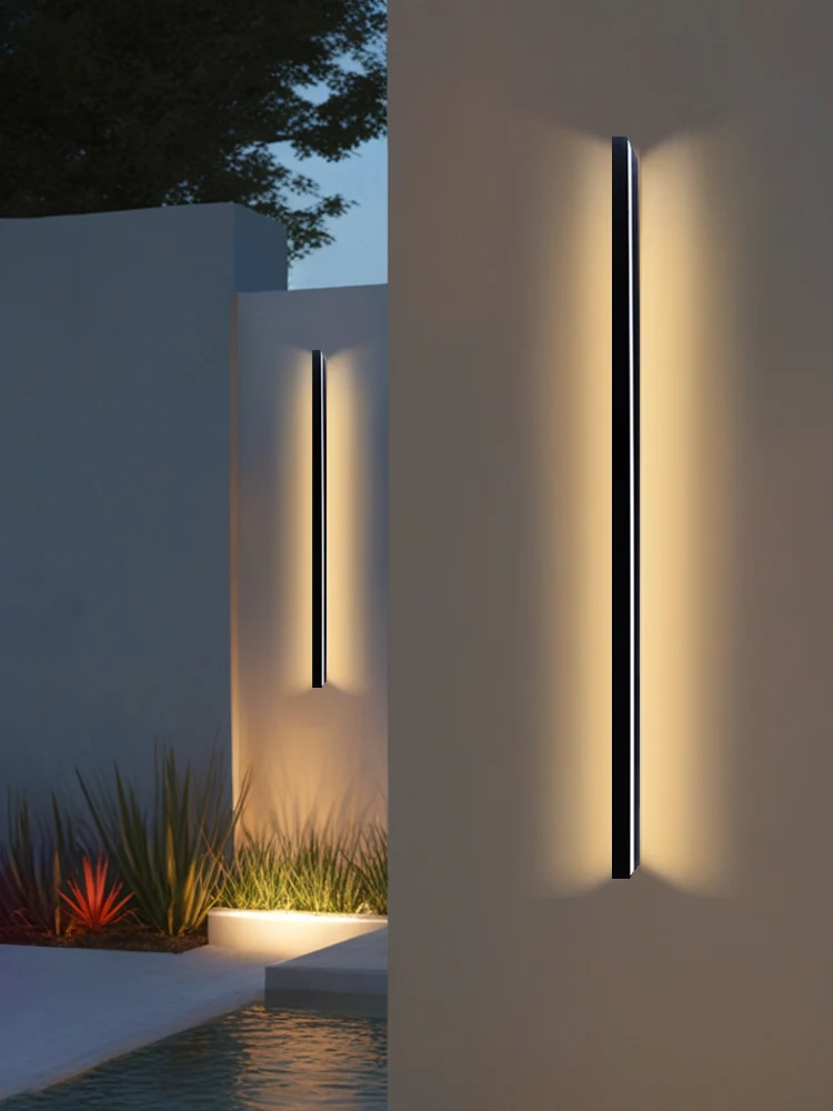 LED Lighting Wall Lamp IP65 Garden AC Long Wall Light Outdoor Waterproof Modern Long Strip 85-256v OutdoorDecoration