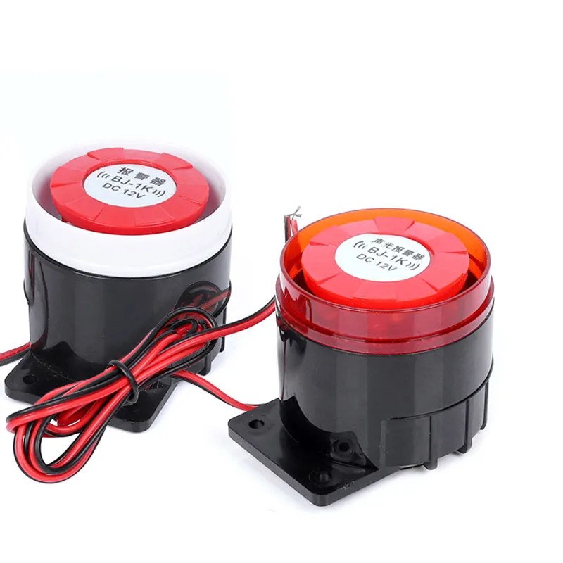 BJ-1K High Decibel Sound Alarm Buzzer Anti-Theft Explosion Electronic Horn with Light 12/24V 220V for Security Systems