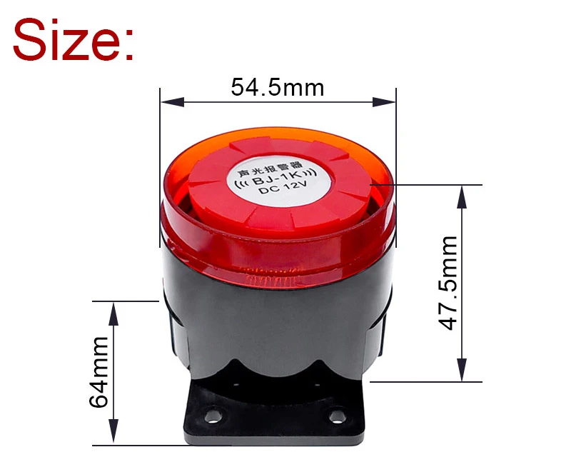 BJ-1K High Decibel Sound Alarm Buzzer Anti-Theft Explosion Electronic Horn with Light 12/24V 220V for Security Systems