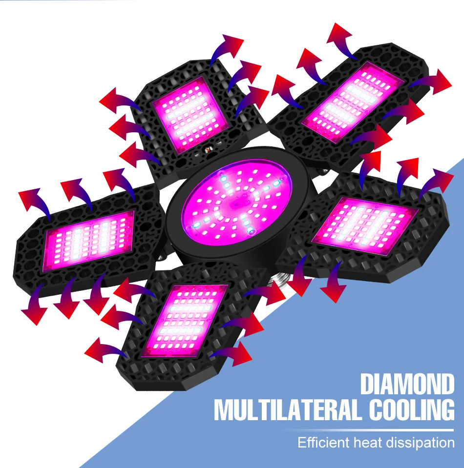 350W E27/E26 LED Growing Lamp Full Spectrum Foldable Plant Fill Lighting For Greenhouse Flower Vegetable Cultivation Hydroponics