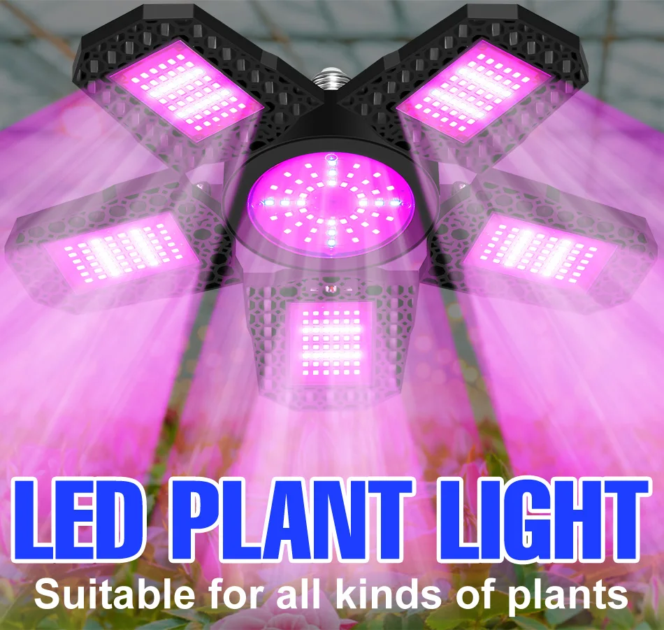 350W E27/E26 LED Growing Lamp Full Spectrum Foldable Plant Fill Lighting For Greenhouse Flower Vegetable Cultivation Hydroponics