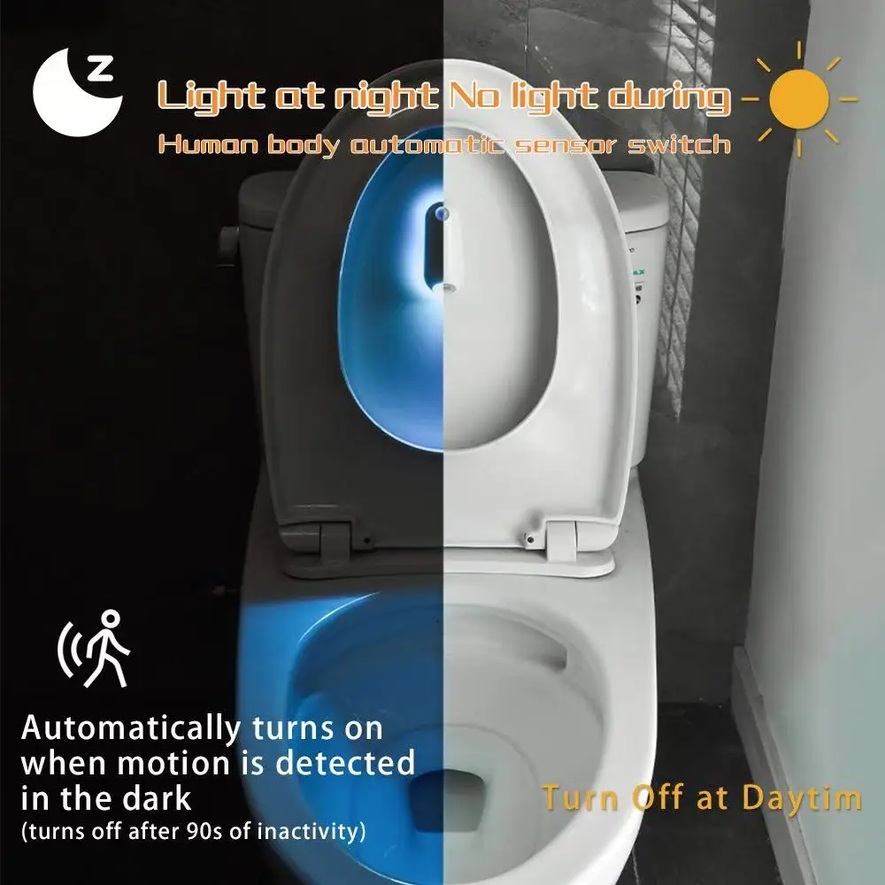 Toilet Night Light LED Toilet Light Rechargeable Motion Sensor Toilet Seat Light Smart Toilet Light for Home Bathroom Corridor