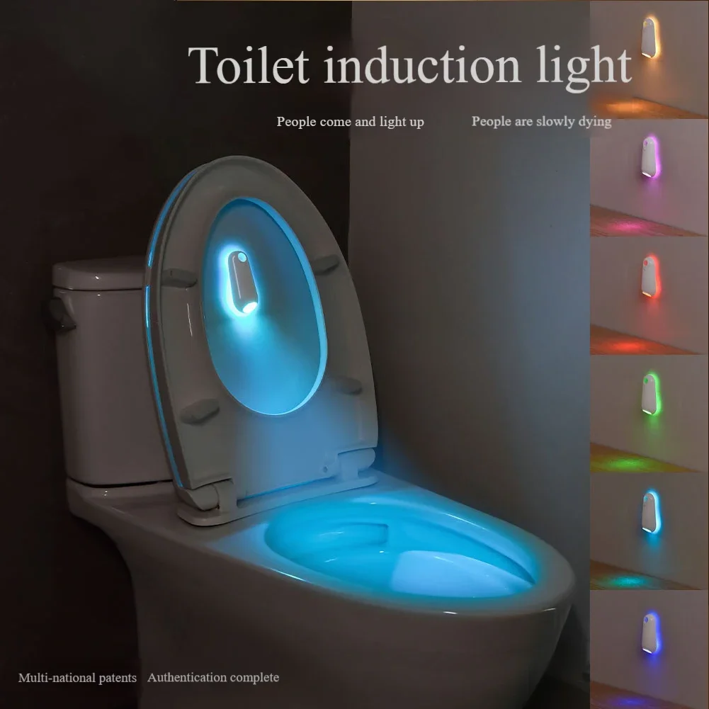 Toilet Night Light LED Toilet Light Rechargeable Motion Sensor Toilet Seat Light Smart Toilet Light for Home Bathroom Corridor