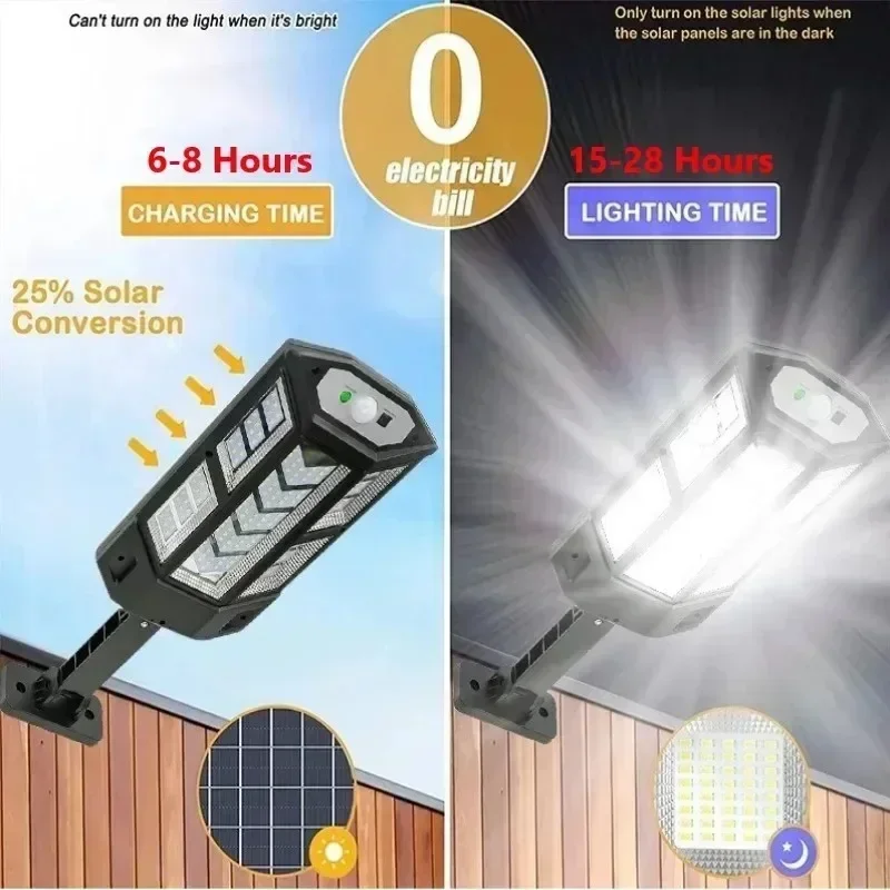 Newest Solar Lamp Powerful Outdoor Solar Lights of Motion Sensor 3 Modes Waterproof IP65 Solar Garden Torch Street Yard Lantern