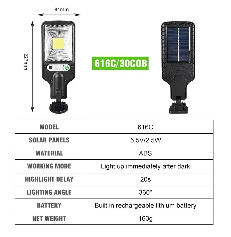 LED Outdoor Solar Lights 30/72/108COB Courtyard Waterproof Wall Lamp Motion Sensor Garden Terrace Garage Door Street Lamp