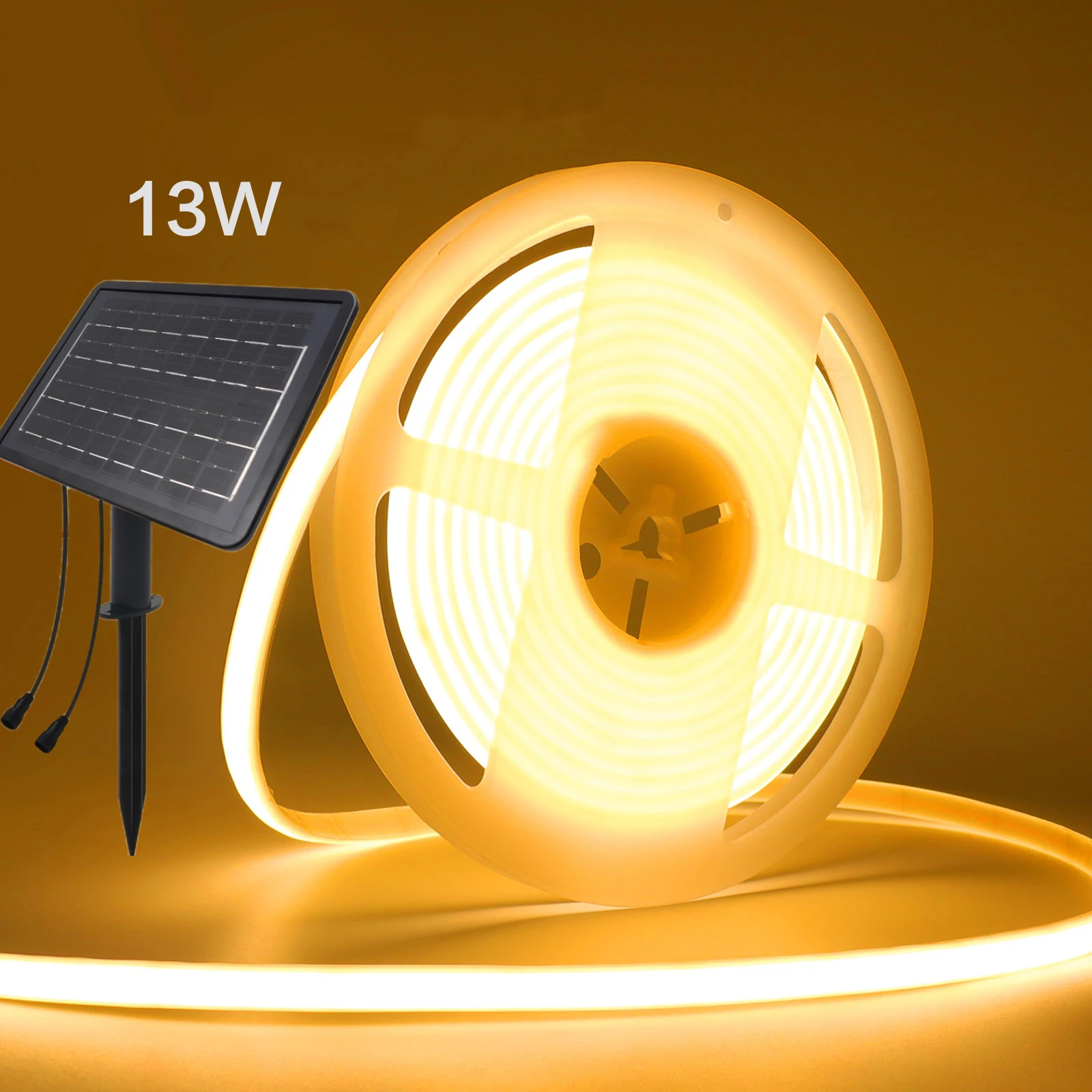 1.3W/2.8W/6W/13W Solar COB LED Strip Light With Remote Dimmable Adhesive Tape Waterproof 3000K 4000K 6000K Indoor Outdoor Decor