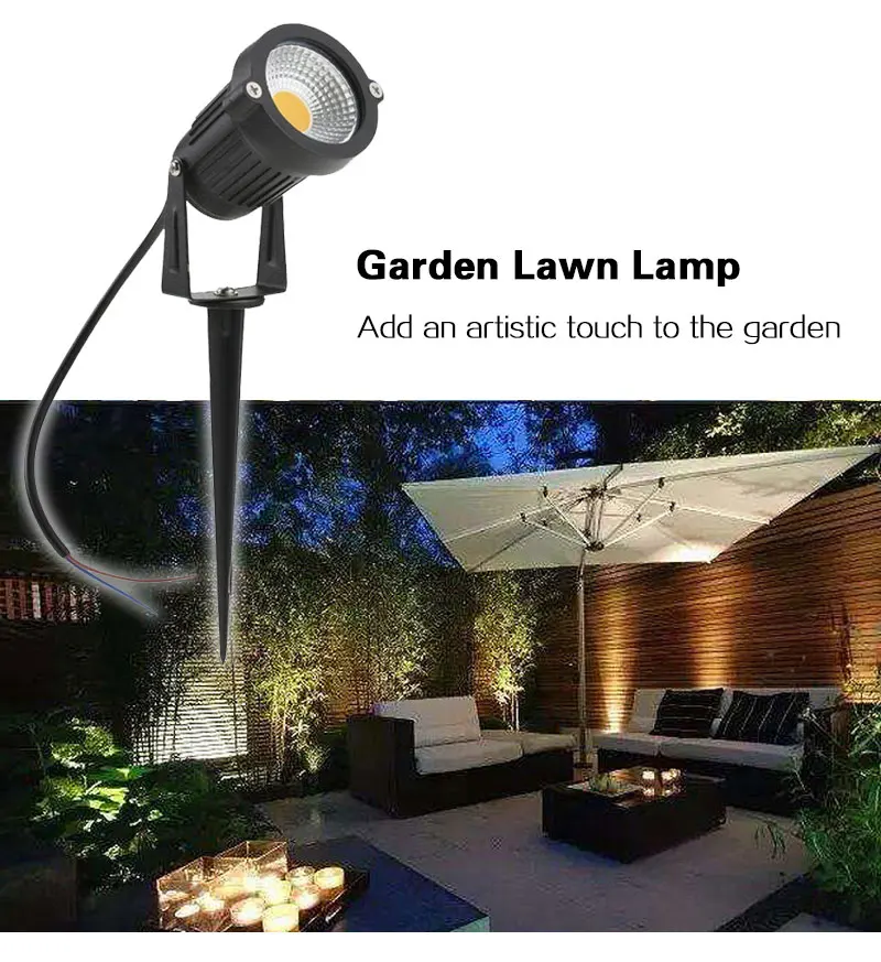 LED COB Garden Lighting 5W 7W 10W 15W Outdoor Spike Lawn Lamp Waterproof Lighting Garden Path Spotlights AC110V 220V DC12V 24V