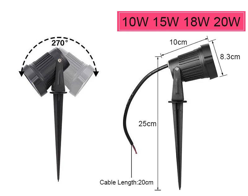 LED COB Garden Lighting 5W 7W 10W 15W Outdoor Spike Lawn Lamp Waterproof Lighting Garden Path Spotlights AC110V 220V DC12V 24V