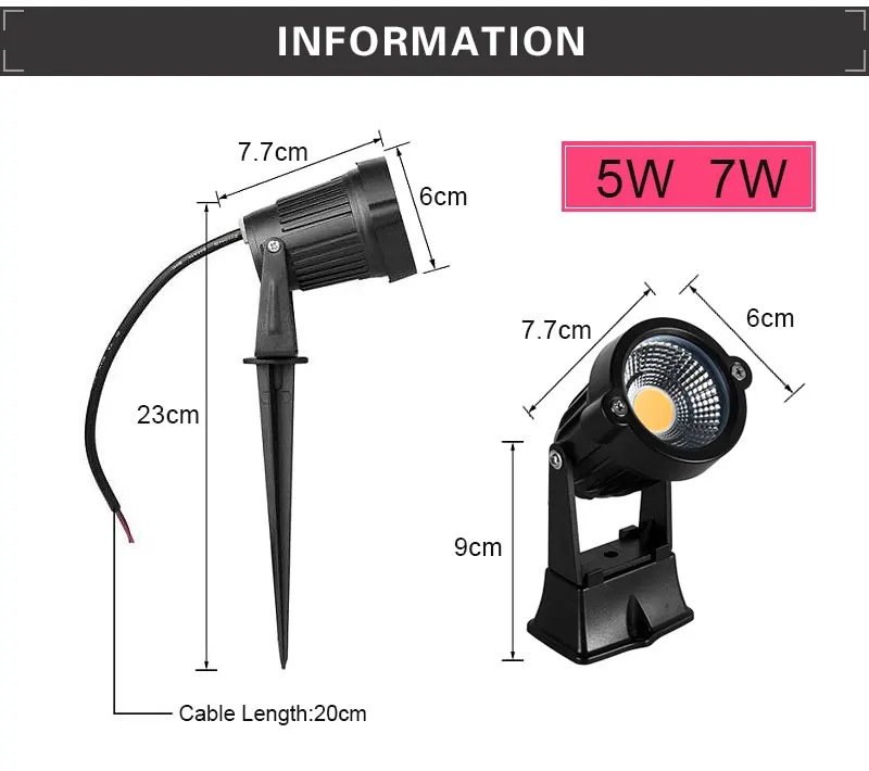 LED COB Garden Lighting 5W 7W 10W 15W Outdoor Spike Lawn Lamp Waterproof Lighting Garden Path Spotlights AC110V 220V DC12V 24V