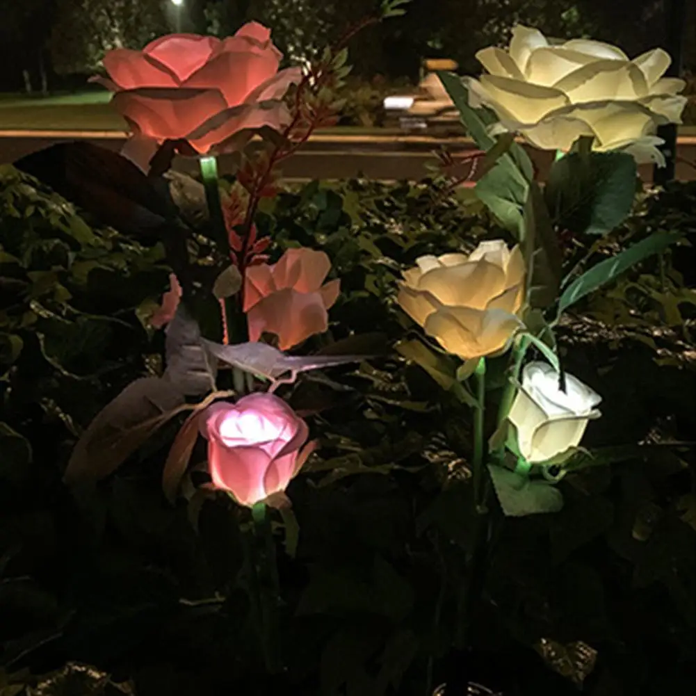 3-7 Heads Solar Lights Outdoor Decorative Solar Dandelion Garden Lights Rose Flower Lawn Lamp for Yard Patio Garden Decor