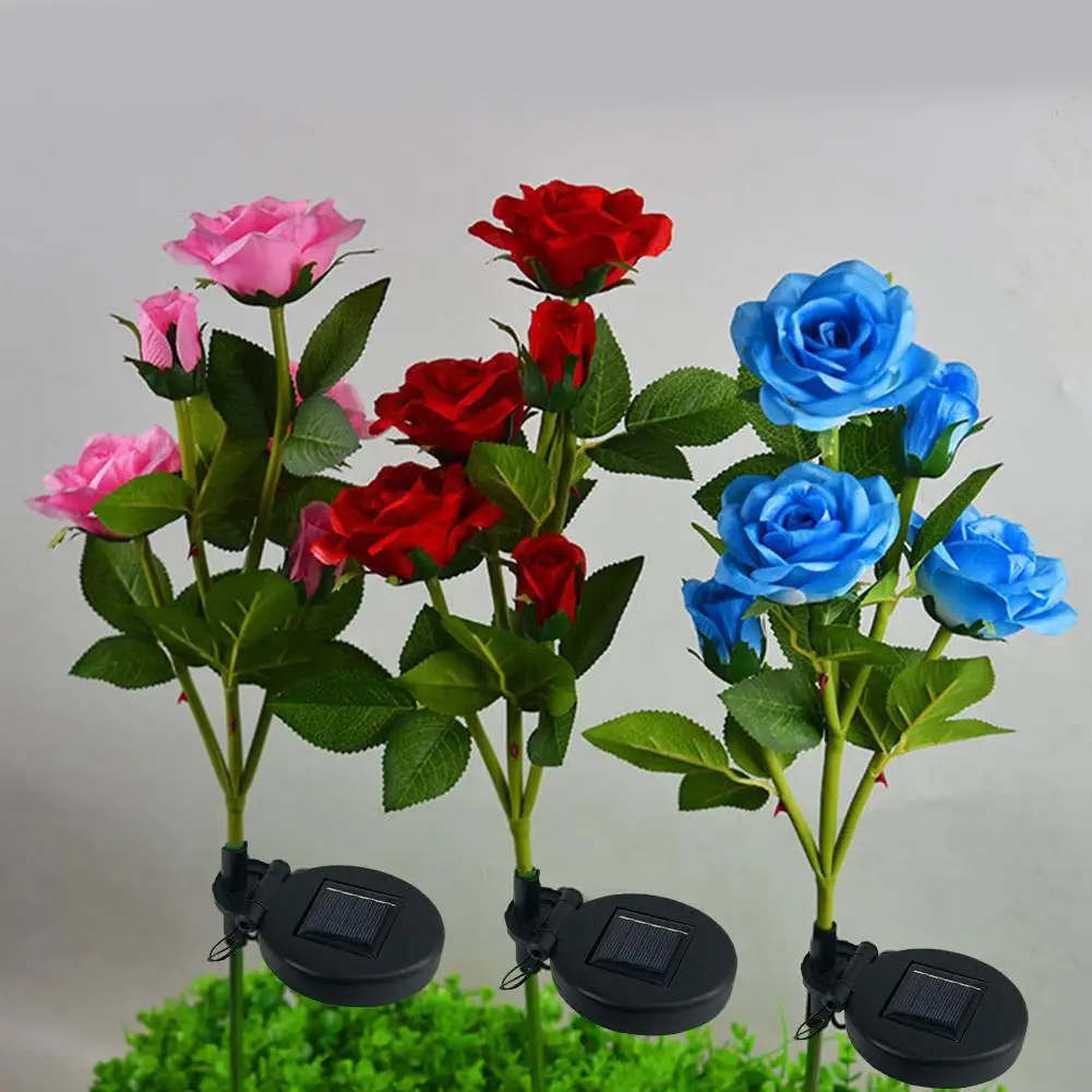 3-7 Heads Solar Lights Outdoor Decorative Solar Dandelion Garden Lights Rose Flower Lawn Lamp for Yard Patio Garden Decor