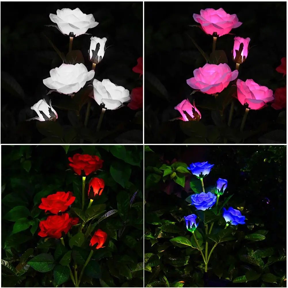 3-7 Heads Solar Lights Outdoor Decorative Solar Dandelion Garden Lights Rose Flower Lawn Lamp for Yard Patio Garden Decor