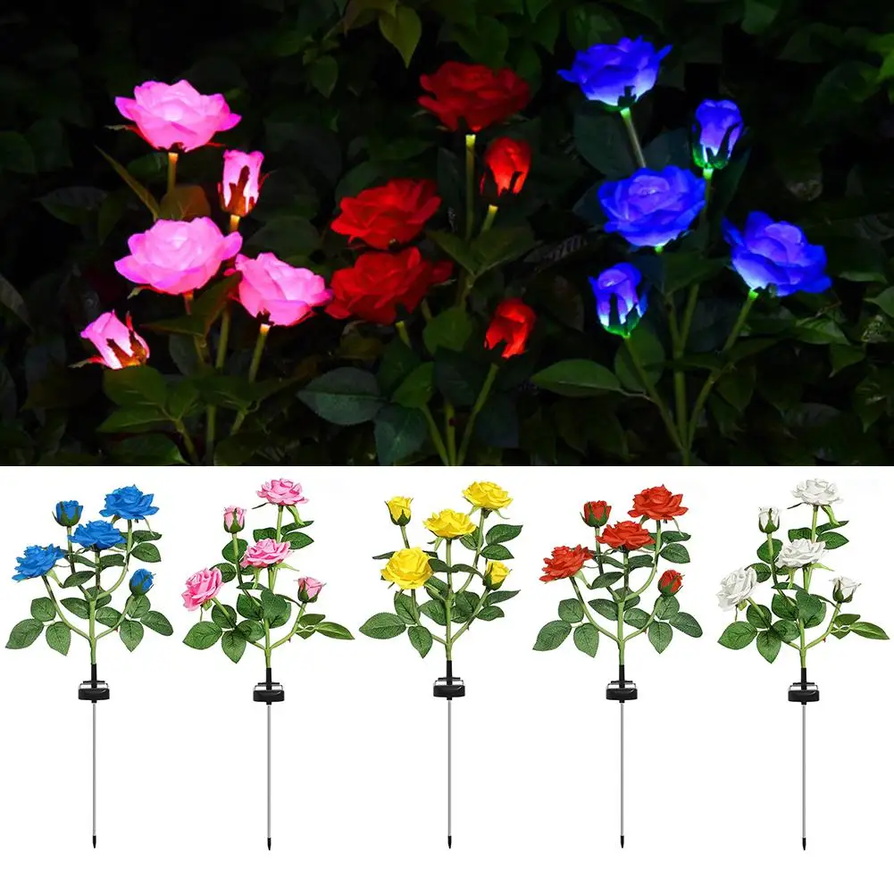 3-7 Heads Solar Lights Outdoor Decorative Solar Dandelion Garden Lights Rose Flower Lawn Lamp for Yard Patio Garden Decor