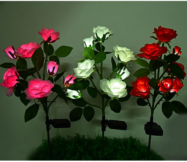 3-7 Heads Solar Lights Outdoor Decorative Solar Dandelion Garden Lights Rose Flower Lawn Lamp for Yard Patio Garden Decor