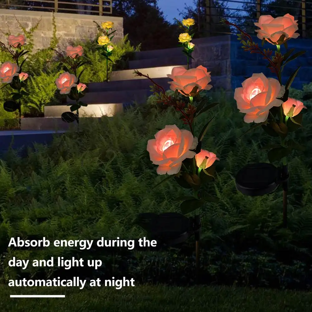 3-7 Heads Solar Lights Outdoor Decorative Solar Dandelion Garden Lights Rose Flower Lawn Lamp for Yard Patio Garden Decor