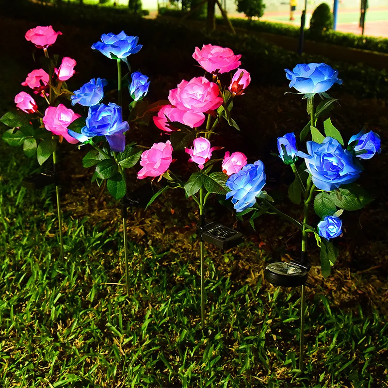 3-7 Heads Solar Lights Outdoor Decorative Solar Dandelion Garden Lights Rose Flower Lawn Lamp for Yard Patio Garden Decor