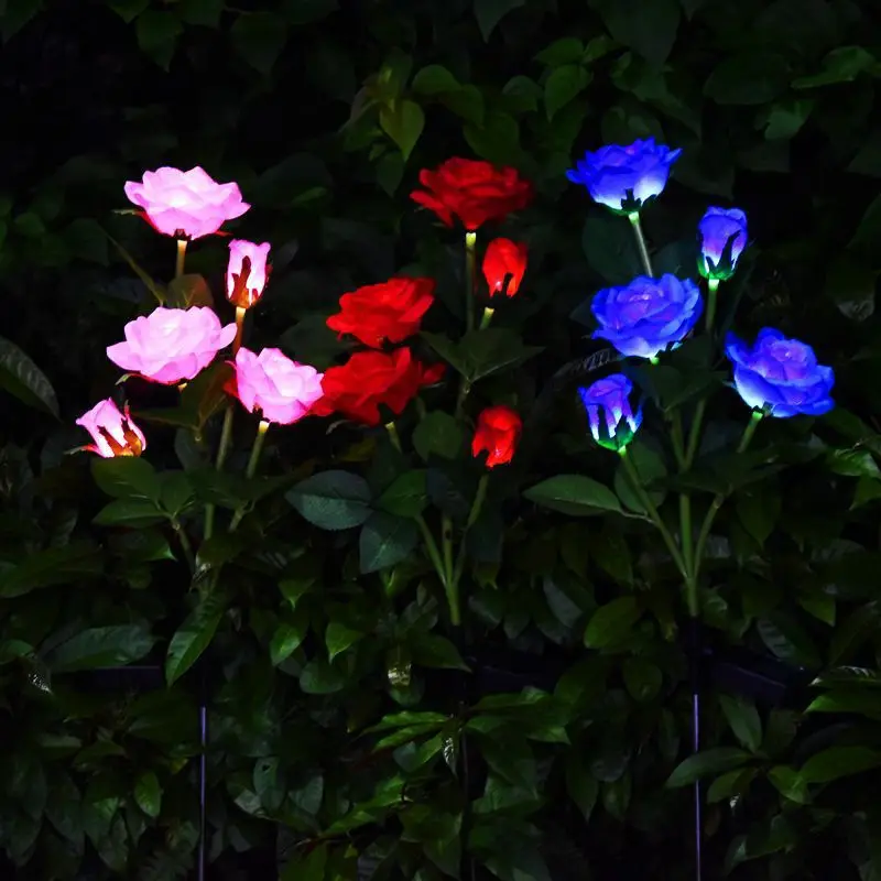 3-7 Heads Solar Lights Outdoor Decorative Solar Dandelion Garden Lights Rose Flower Lawn Lamp for Yard Patio Garden Decor