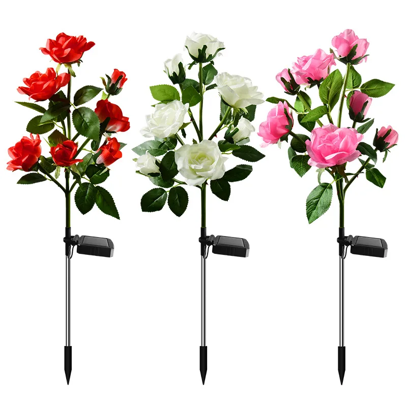 3-7 Heads Solar Lights Outdoor Decorative Solar Dandelion Garden Lights Rose Flower Lawn Lamp for Yard Patio Garden Decor