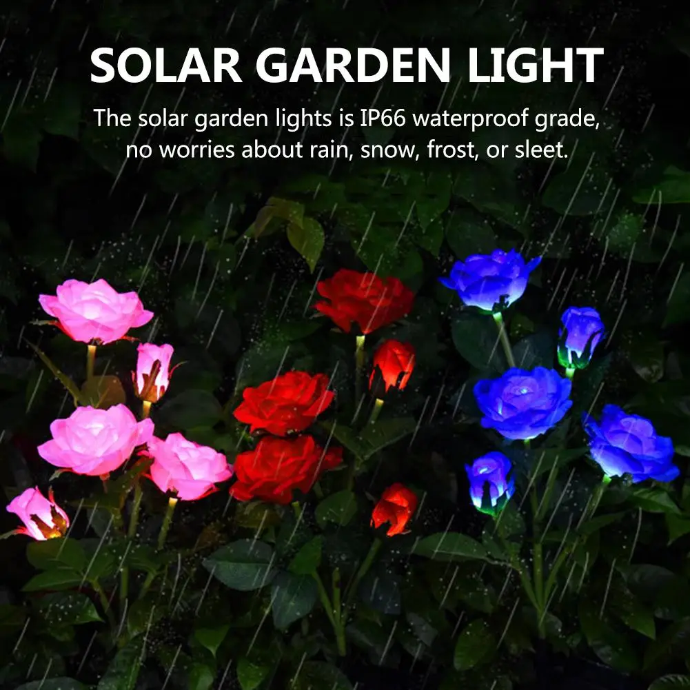3-7 Heads Solar Lights Outdoor Decorative Solar Dandelion Garden Lights Rose Flower Lawn Lamp for Yard Patio Garden Decor