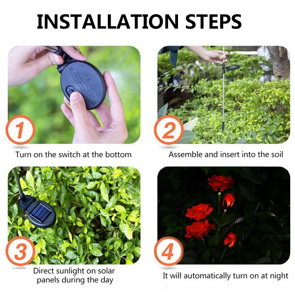 3-7 Heads Solar Lights Outdoor Decorative Solar Dandelion Garden Lights Rose Flower Lawn Lamp for Yard Patio Garden Decor