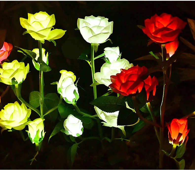 3-7 Heads Solar Lights Outdoor Decorative Solar Dandelion Garden Lights Rose Flower Lawn Lamp for Yard Patio Garden Decor