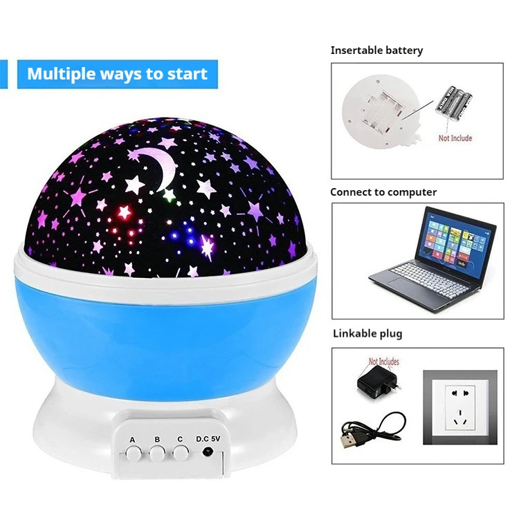 GGbingo Night Lamp Projector Starry Sky Night Light Lamp Decor Rotating Starry Nursery Moon Galaxy Projector Table Light