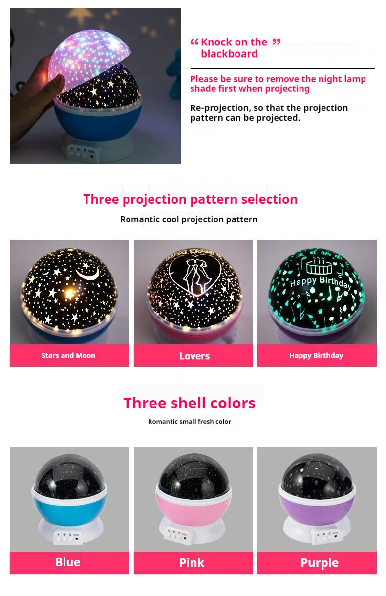 GGbingo Night Lamp Projector Starry Sky Night Light Lamp Decor Rotating Starry Nursery Moon Galaxy Projector Table Light