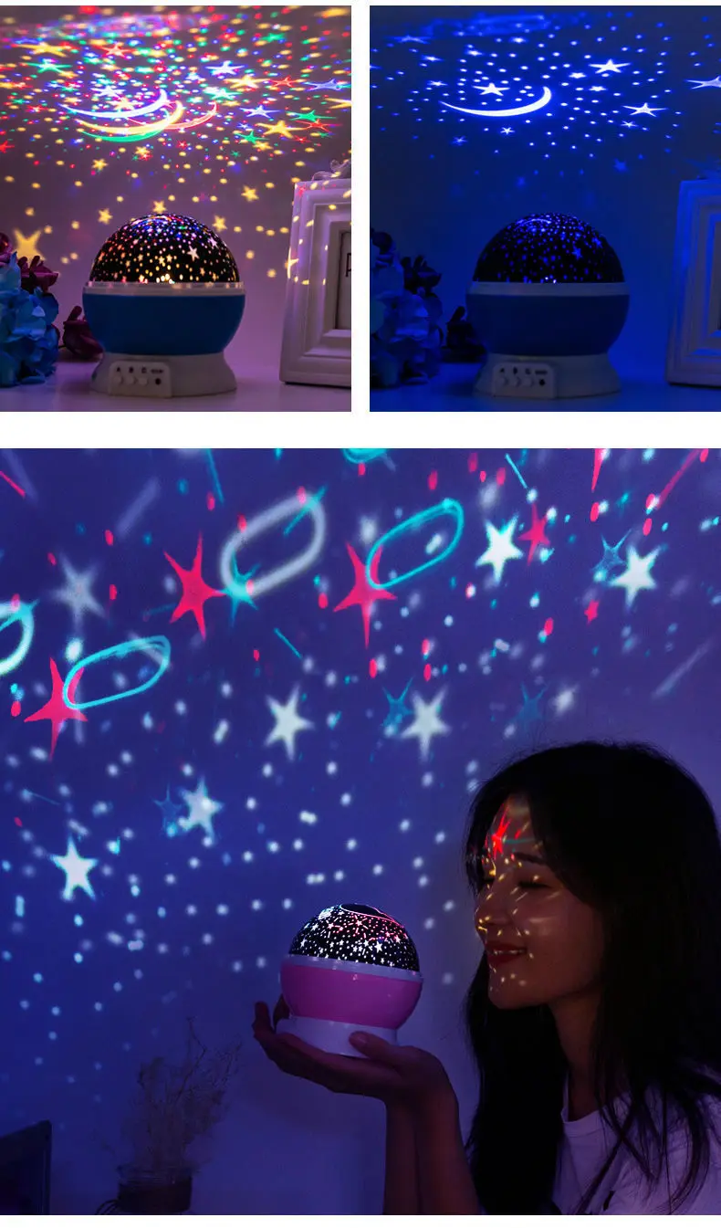 GGbingo Night Lamp Projector Starry Sky Night Light Lamp Decor Rotating Starry Nursery Moon Galaxy Projector Table Light