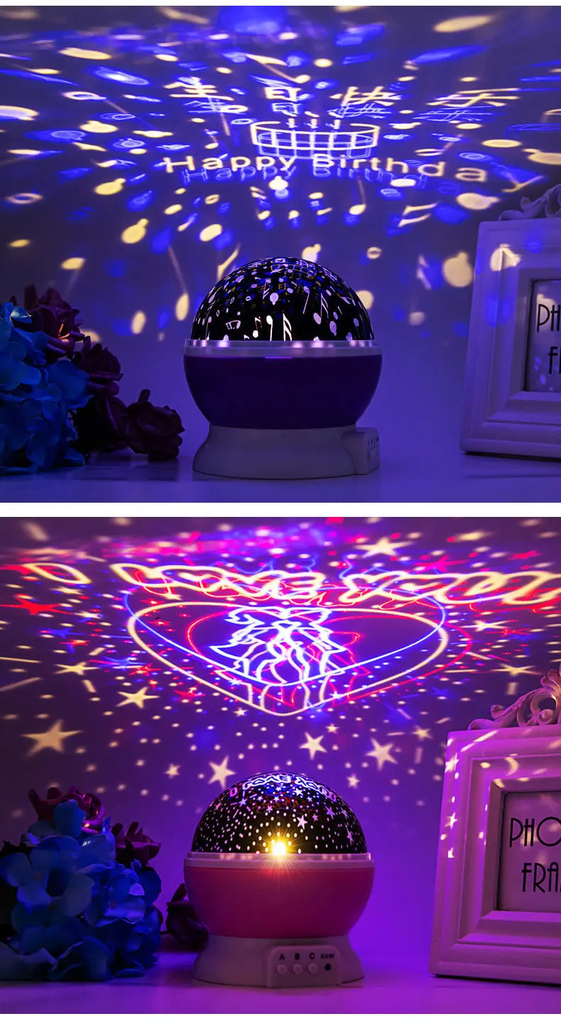 GGbingo Night Lamp Projector Starry Sky Night Light Lamp Decor Rotating Starry Nursery Moon Galaxy Projector Table Light