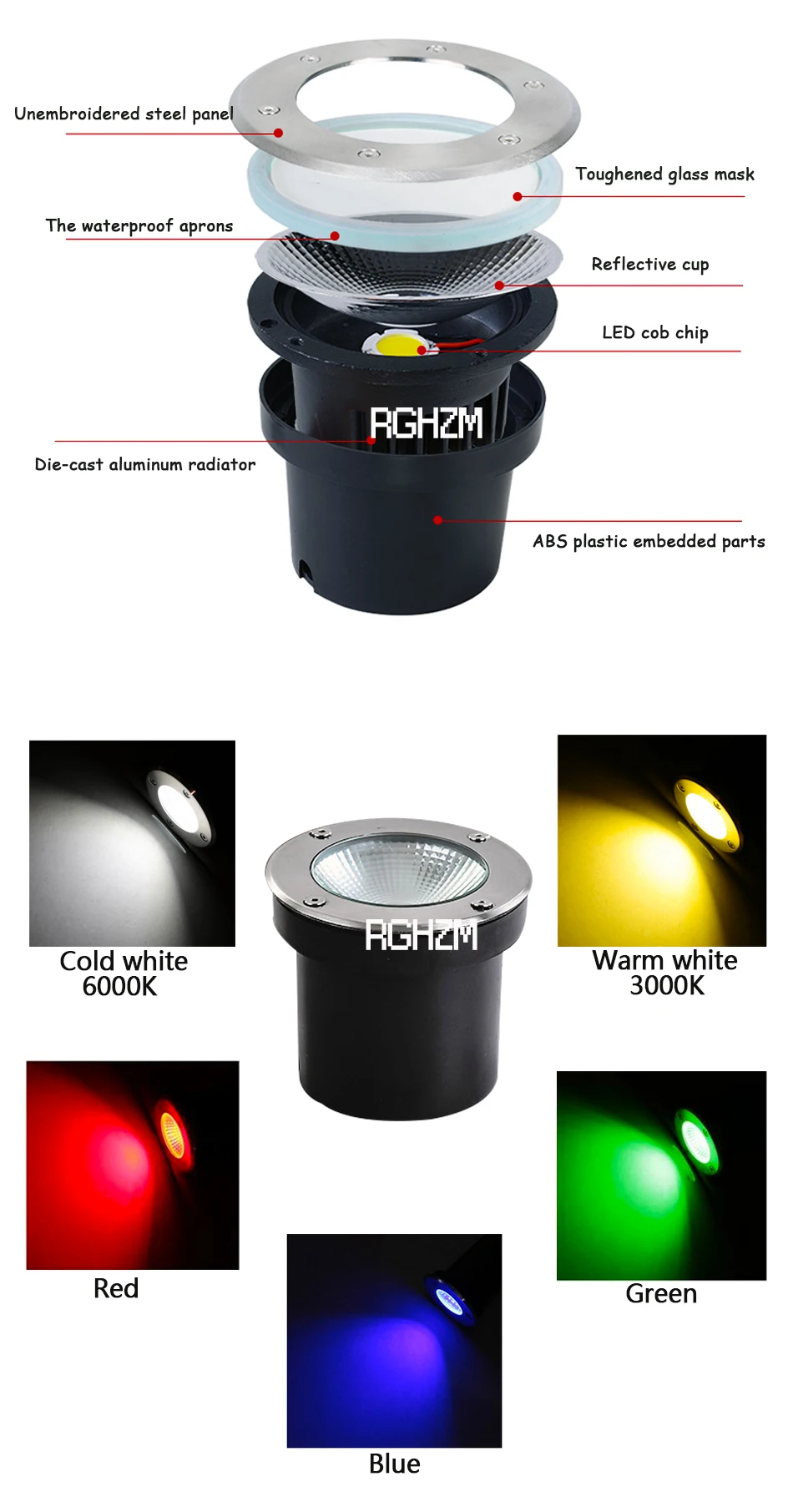 IP67 Waterproof Led Light Garden Underground 3W 5W 10W 15W Outdoor Buried Garden Path Spot Recessed Inground Lighting 220V DC12V