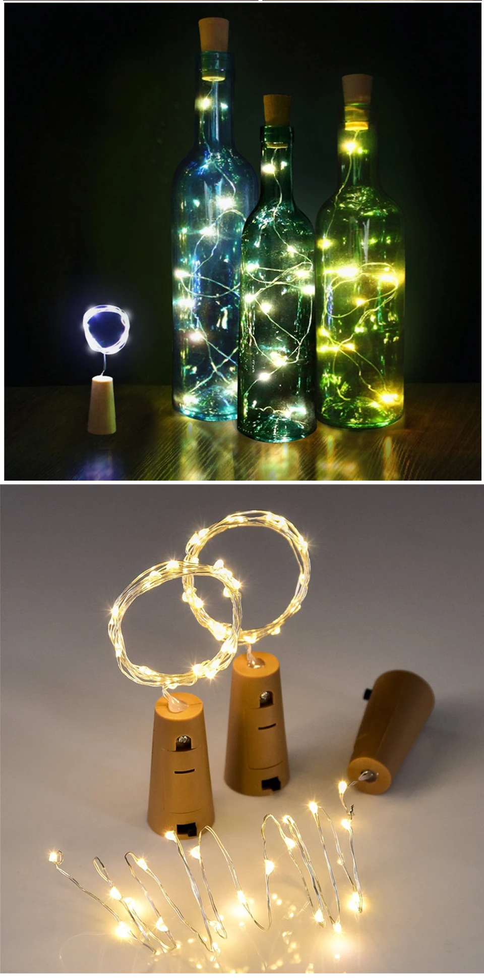 1/2/3M LED Wine Bottle Cork String Lights Holiday Decoration Garland Wine Bottle Fairy Light Christmas Copper Wire String Lights