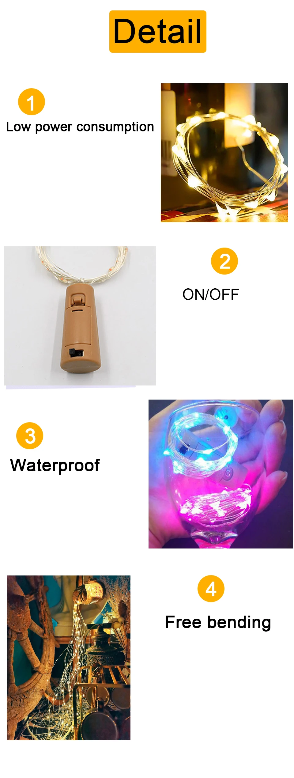 1/2/3M LED Wine Bottle Cork String Lights Holiday Decoration Garland Wine Bottle Fairy Light Christmas Copper Wire String Lights