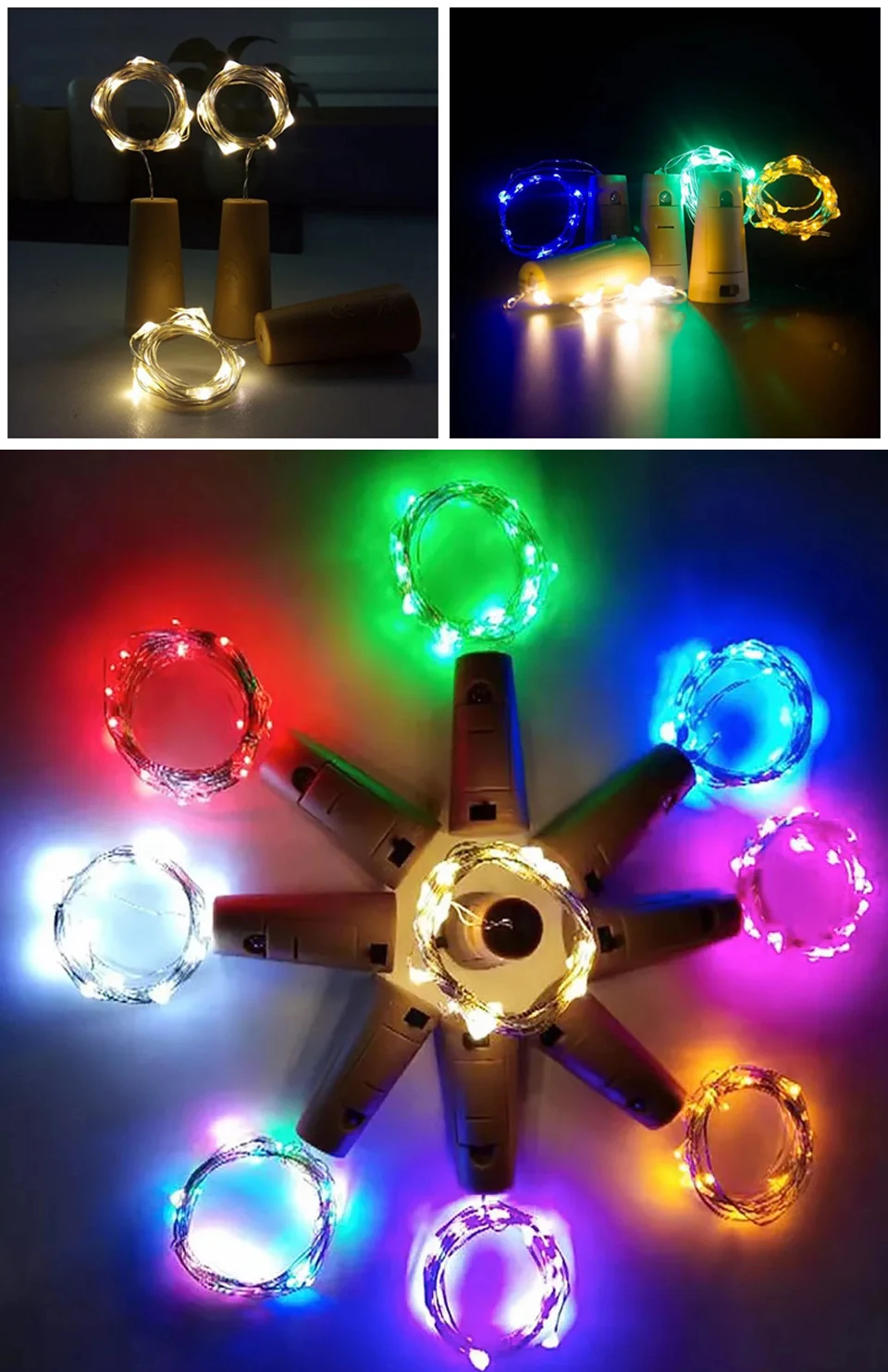 1/2/3M LED Wine Bottle Cork String Lights Holiday Decoration Garland Wine Bottle Fairy Light Christmas Copper Wire String Lights