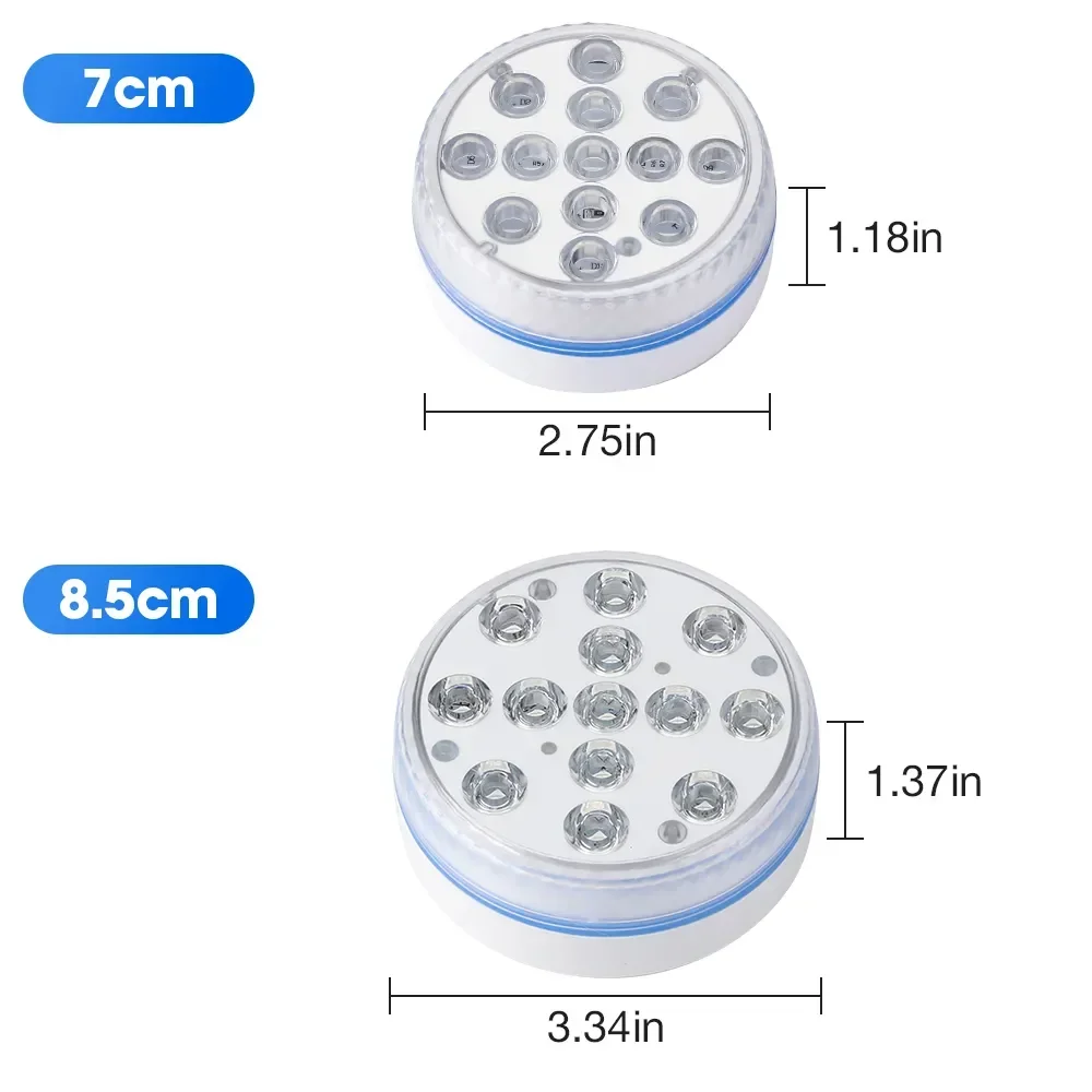 Updated Submersible 13LED Underwater Light with Remote Control Underwater Pool Light IP68 Bright Lamp RGB for Pond/Pool/Aquarium