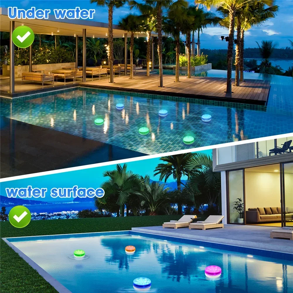 Updated Submersible 13LED Underwater Light with Remote Control Underwater Pool Light IP68 Bright Lamp RGB for Pond/Pool/Aquarium