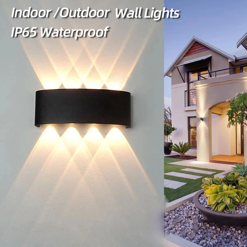 Aluminum LED Wall Lamp Waterproof IP65 Outdoor Garden Lights 8W 12W Interior Wall Light for Bedroom Living Room Stairs Lighting