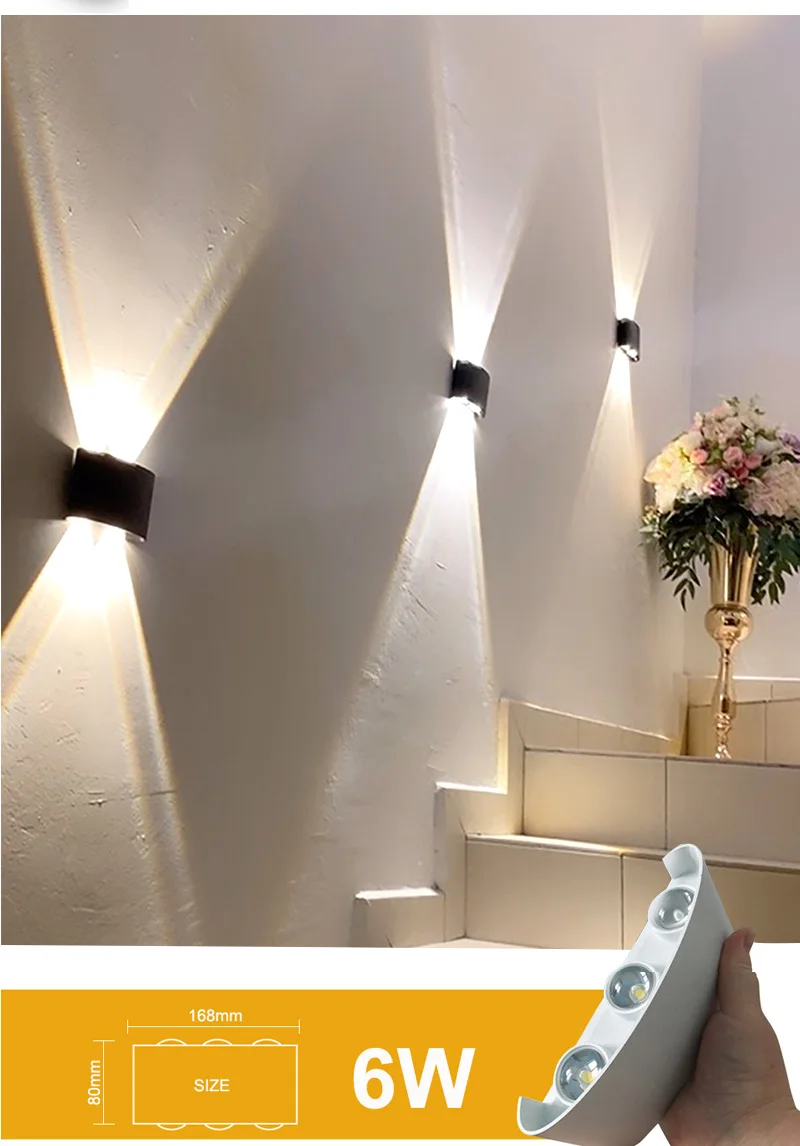 Aluminum LED Wall Lamp Waterproof IP65 Outdoor Garden Lights 8W 12W Interior Wall Light for Bedroom Living Room Stairs Lighting