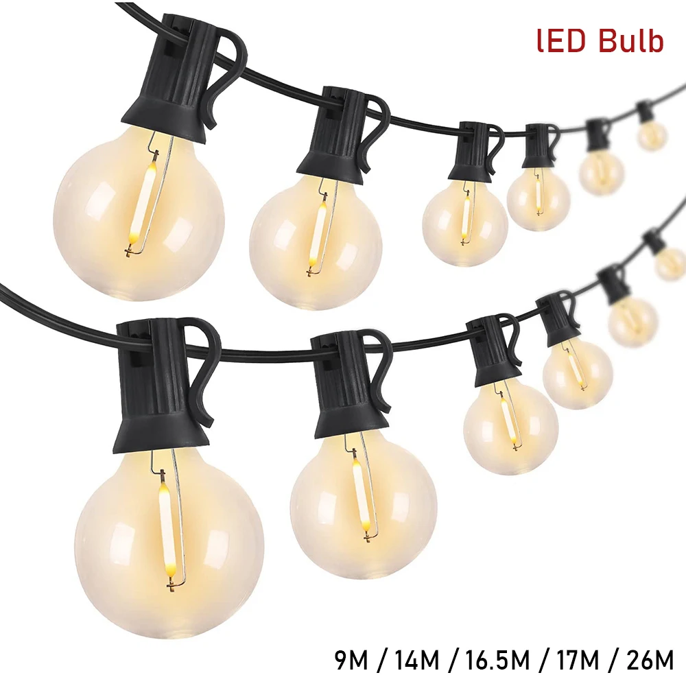 Festoon LED Globe String Fairy Lights G40 Outdoor For Christmas Birthday Party Garden Decor Garland Lamps Street Patio Backyard