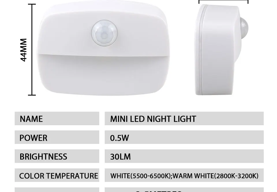 Auto ON/OFF LED Smart Night Lamp Under Cabinet Light PIR Motion Sensor Kitchen Bedroom Light for Night Cupboard Closet Stairs