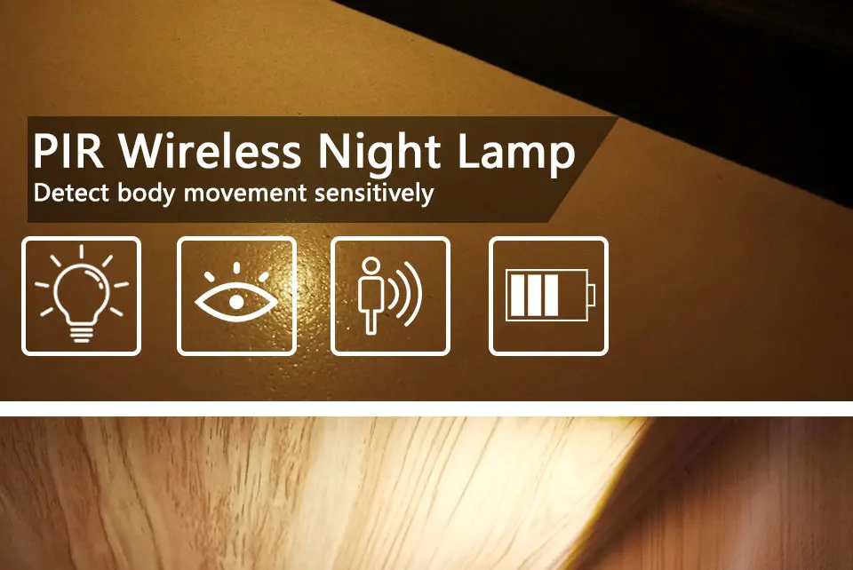 Auto ON/OFF LED Smart Night Lamp Under Cabinet Light PIR Motion Sensor Kitchen Bedroom Light for Night Cupboard Closet Stairs