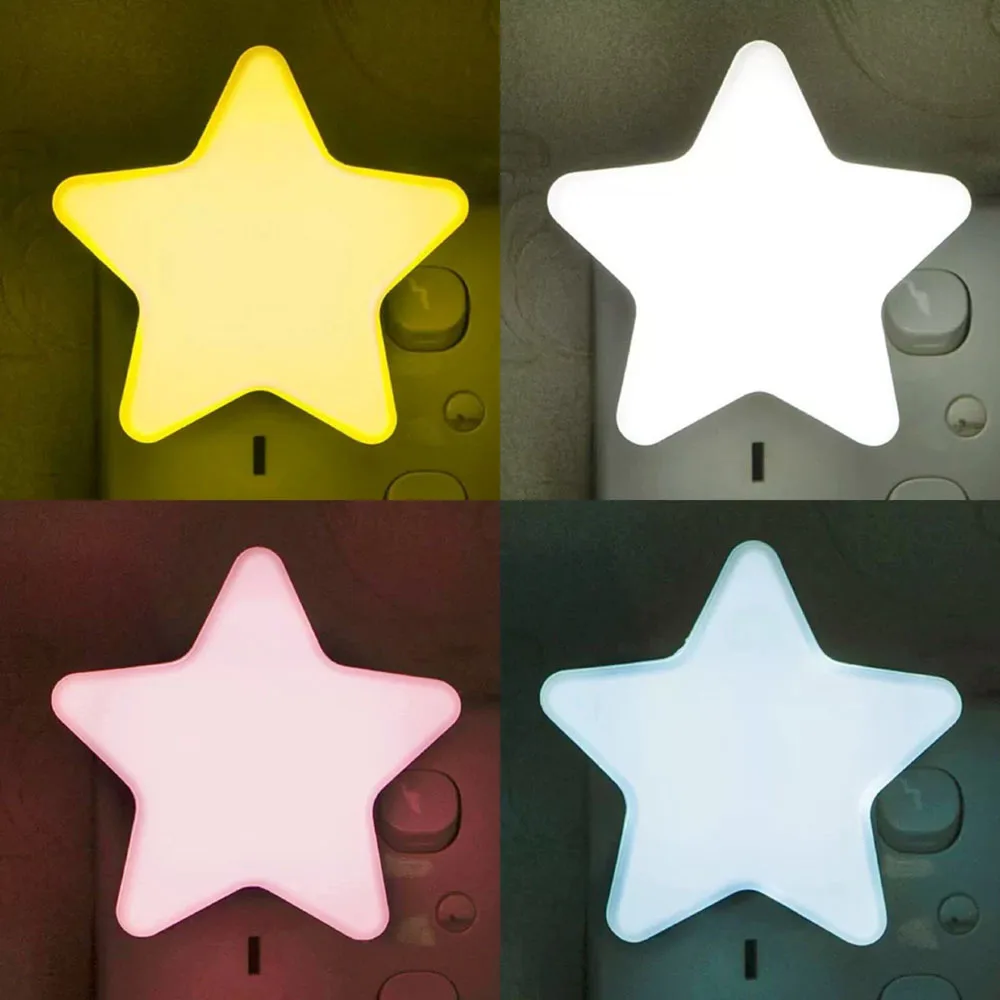 LED Stars Night Lights EU/US Plug Night Lamp Light Home Decoration Bedroom Bedside Baby Room Living Room Corridor Lighting