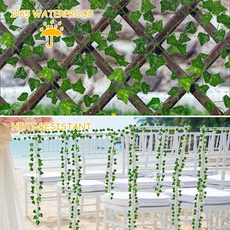 5/10M Solar Rattan Light String Outdoor Fairy Lamp 8 Mode Artificial Plant Leaf For Wedding Camping Garden Fence Decoration