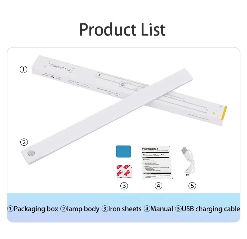 Night Light 20/30/40/60CM Motion Sensor Light Wireless USB LED Cabinet Light Wardrobe Lamp For Kitchen Cabinet Bedroom Wardrobe