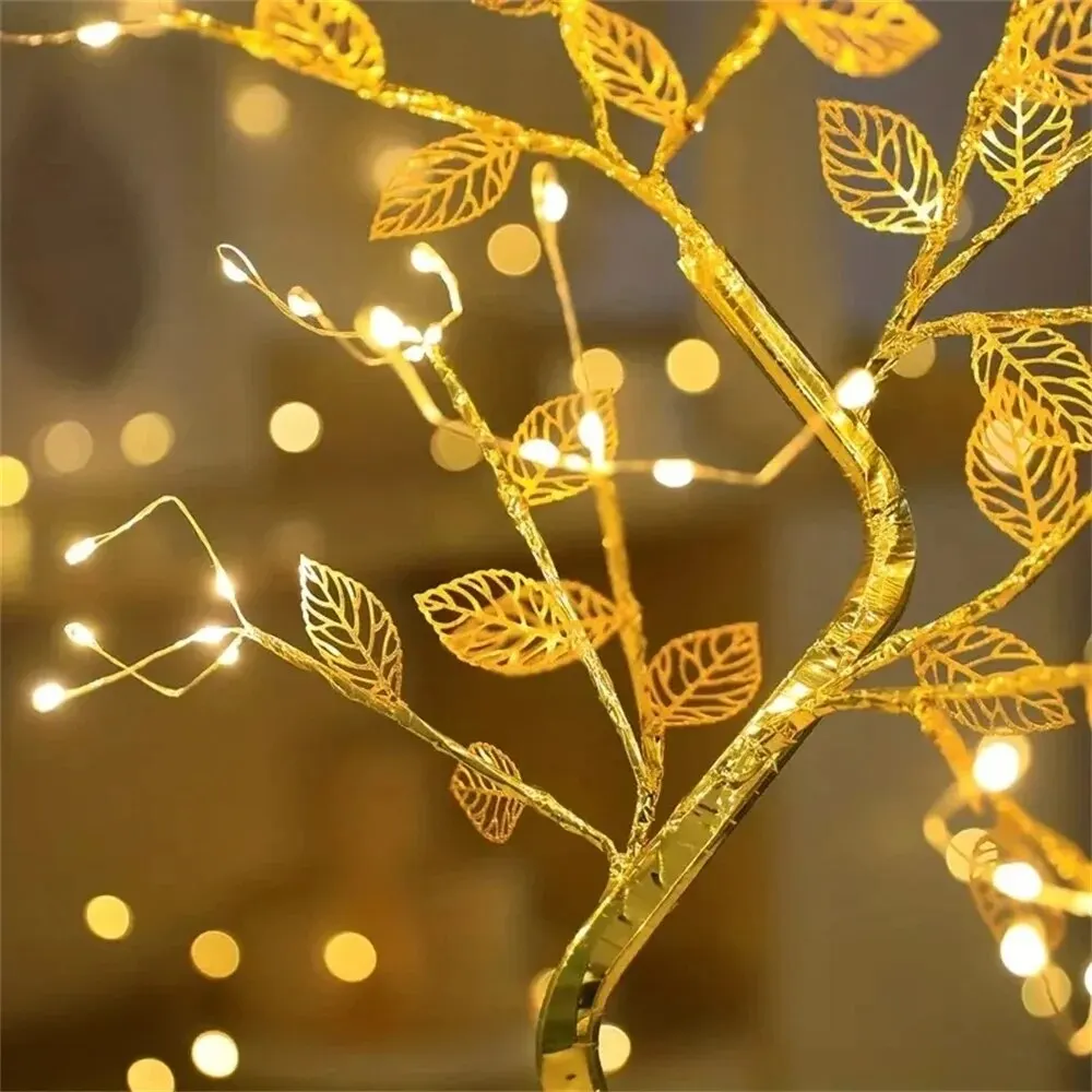 LED Rose Leaf Table Lamp USB Christmas Tree Fairy Light Night Lights Home DIY Party Wedding Bedroom Decoration Mother's Day Gift