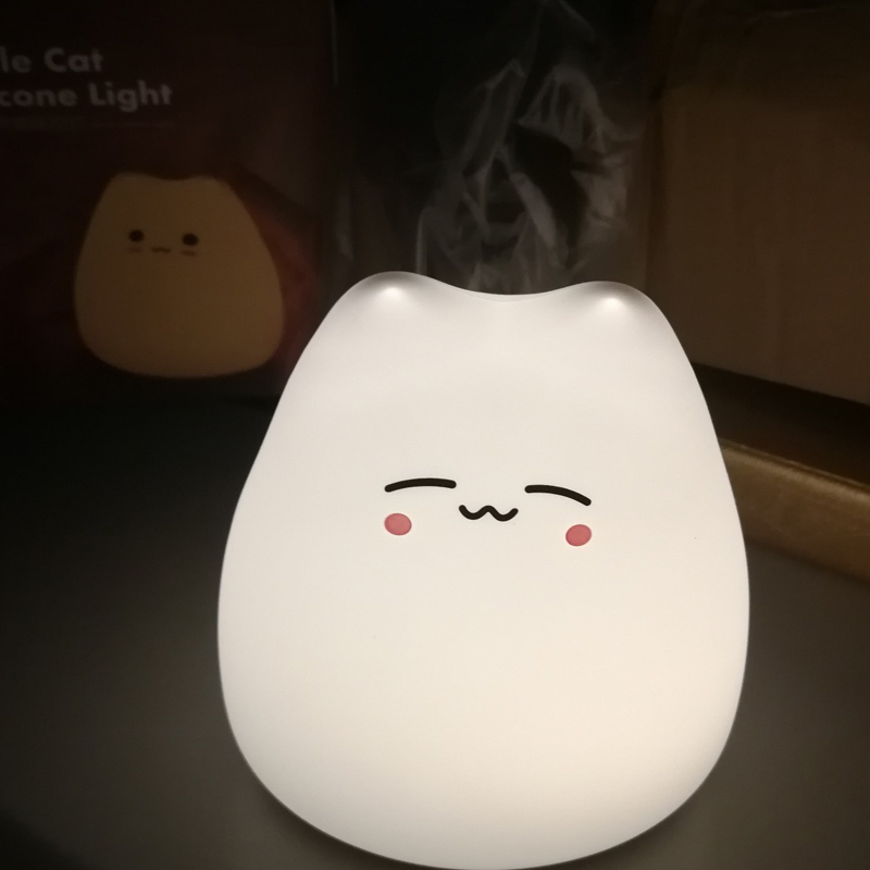 Mini Popular Cat Baby Night Lamp 7-color Pat Touch Color-changing Eye Protection Bedroom Bedside Night Light Gift Children