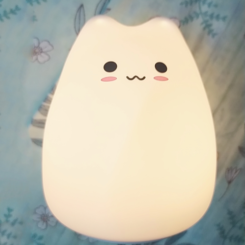 Mini Popular Cat Baby Night Lamp 7-color Pat Touch Color-changing Eye Protection Bedroom Bedside Night Light Gift Children
