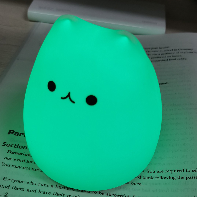 Mini Popular Cat Baby Night Lamp 7-color Pat Touch Color-changing Eye Protection Bedroom Bedside Night Light Gift Children