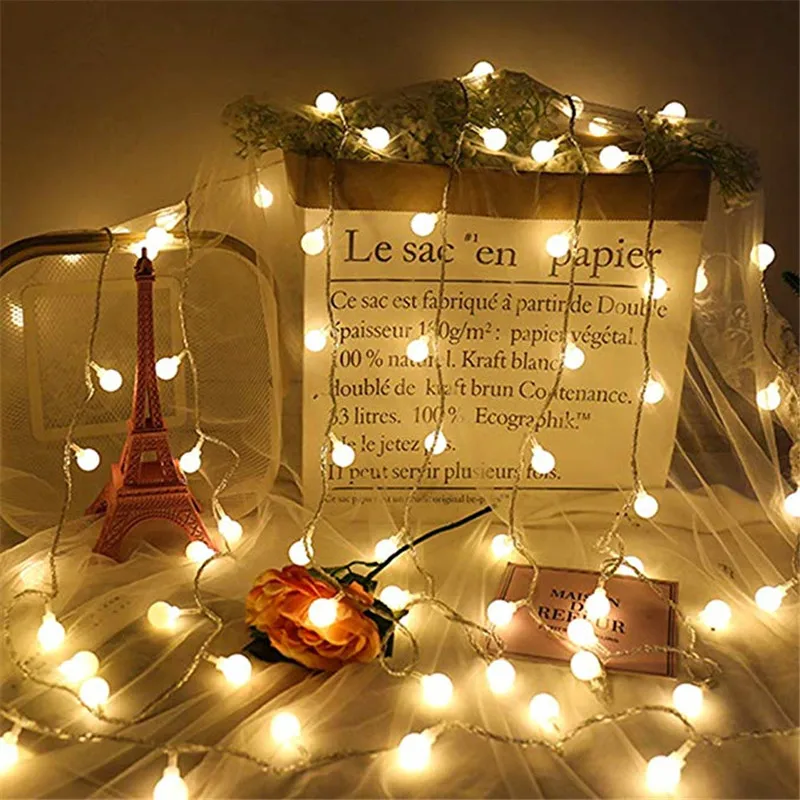 10M Small Ball Fairy Lights Globe String Lights USB/Battery Operated for Garden Christmas Bedroom Wedding Camping Tent Decor