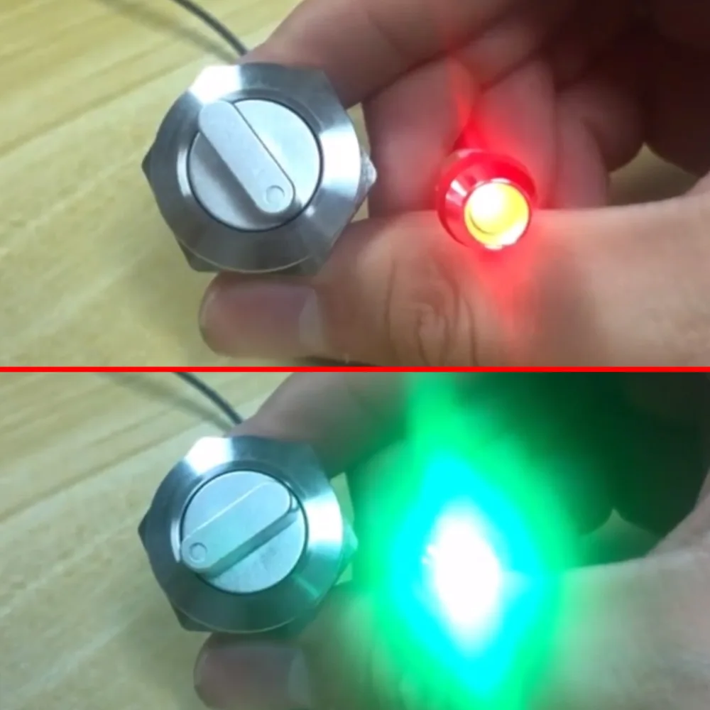 Two Color Metal Indicator Light Signal Lamp With Wire LED Waterproof Green Red 3V 6V 12V 24V 110V 220V 8MM 10MM 12MM 14MM 16MM